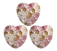 Lot de 3 désodorisants à suspendre pour voiture - Fleurs roses et or blanc - Tablettes d'aromathérapie - Cartes parfumées à suspendre pour rétroviseur, armoire, armoire à chaussures, forme d'amour