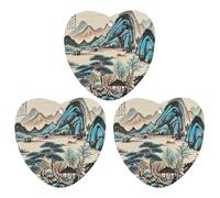 Lot de 3 désodorisants à suspendre pour voiture, maison, bureau - Motif arbre de montagne à l'encre - Style gris