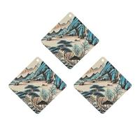 Lot de 3 désodorisants à suspendre pour voiture, maison, bureau - Motif arbre de montagne à l'encre - Style gris