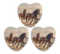 Lot de 3 désodorisants à suspendre pour voiture, maison, bureau - Motif chevaux qui courent dans le sable - Style gris