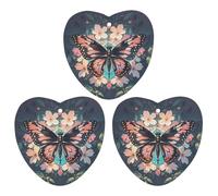 Lot de 3 désodorisants à suspendre pour voiture, maison, bureau, motif fleurs, papillons et libellules - Style noir