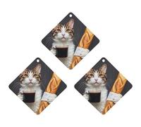 Lot de 3 désodorisants à suspendre pour voiture, maison, bureau, pain de chat, café et losange, style gris