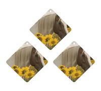 Lot de 3 désodorisants à suspendre pour voiture, maison, voiture, décoration intérieure, marguerite et cheval