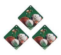 Lot de 3 désodorisants à suspendre pour voiture - Motif : basket-ball, rugby, baseball, golf, losange - Cartes parfumées durables pour voiture, maison, bureau - Style gris