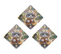 Lot de 3 désodorisants à suspendre pour voiture, motif chat mignon, chants de Noël, tablettes d'aromathérapie, cartes parfumées à suspendre pour rétroviseur, armoire, armoire à chaussures, losange