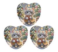 Lot de 3 désodorisants à suspendre pour voiture, motif chat mignon, chants de Noël, tablettes d'aromathérapie, cartes parfumées à suspendre pour rétroviseur, armoire, armoire à chaussures, forme