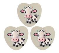 Lot de 3 désodorisants à suspendre pour voiture - Motif vache blanche - Cartes parfumées à suspendre - Pour rétroviseur, armoire, armoire à chaussures - Forme d'amour - Gris