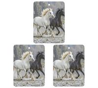 Lot de 3 désodorisants à suspendre pour voiture - Noir et blanc - Chevaux en cours d'exécution - Tablettes d'aromathérapie - Cartes parfumées à suspendre pour rétroviseur, armoire, armoire à