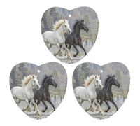 Lot de 3 désodorisants à suspendre pour voiture - Noir et blanc - Chevaux en cours d'exécution - Tablettes d'aromathérapie - Cartes parfumées à suspendre pour rétroviseur, armoire, armoire à