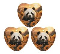 Lot de 3 désodorisants à suspendre pour voiture Panda et tournesol - Cartes parfumées à suspendre pour rétroviseur, armoire, armoire à chaussures, forme d'amour - Blanc