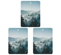 Lot de 3 désodorisants carrés à suspendre pour voiture, maison, bureau - Motif arbre bleu vert - Style blanc