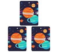 Lot de 3 désodorisants carrés à suspendre pour voiture, maison, bureau - Motif astronaute - Gris