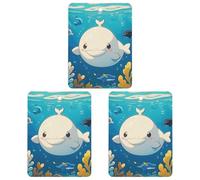 Lot de 3 désodorisants carrés à suspendre pour voiture, maison, bureau - Motif baleine blanche - Style gris
