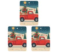 Lot de 3 désodorisants carrés à suspendre pour voiture, maison, bureau - Motif camion rouge - Noir