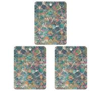 Lot de 3 désodorisants carrés à suspendre pour voiture, maison, bureau - Motif dentelle de fleurs et papillons - Style gris