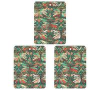Lot de 3 désodorisants carrés à suspendre pour voiture, maison, bureau - Motif libellule - Style gris
