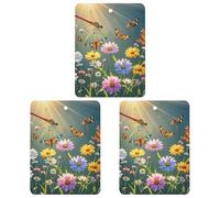 Lot de 3 désodorisants carrés à suspendre pour voiture, maison, bureau - Motif libellules - Style gris