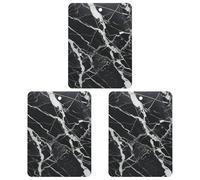 Lot de 3 désodorisants carrés à suspendre pour voiture, maison, bureau - Motif marbre noir et blanc