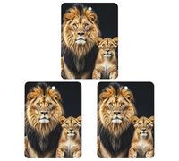Lot de 3 désodorisants carrés à suspendre pour voiture, maison, bureau - Motif mère lion et jeune lion - Blanc