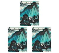 Lot de 3 désodorisants carrés à suspendre pour voiture, maison, bureau - Motif paysage - Noir