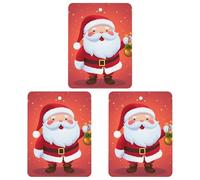 Lot de 3 désodorisants carrés à suspendre pour voiture, maison, bureau - Motif Père Noël mignon - Noir