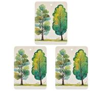 Lot de 3 désodorisants carrés à suspendre pour voiture, maison, bureau, style aquarelle printanière, eucalyptus