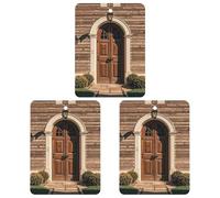 Lot de 3 désodorisants carrés à suspendre pour voiture, maison, bureau - Style rétro - Motif porte rurale - Noir