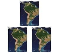 Lot de 3 désodorisants carrés à suspendre pour voiture Motif image satellite Amérique du Sud