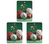 Lot de 3 désodorisants carrés à suspendre pour voiture, voiture, maison, bureau, basket-ball, rugby, baseball, golf, style noir