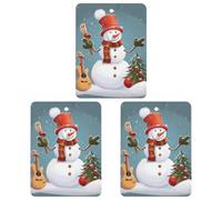 Lot de 3 désodorisants carrés pour voiture - Bonhomme de neige de Noël à suspendre - Pour homme et femme