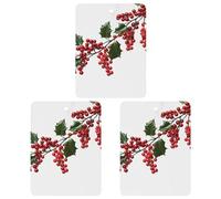 Lot de 3 désodorisants carrés pour voiture - Branches de houx et baies - Pour homme et femme