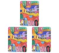 Lot de 3 désodorisants carrés pour voiture - Courbes aux couleurs vives - Pour homme et femme