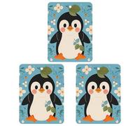 Lot de 3 désodorisants carrés pour voiture - Imprimé pingouin mignon - Pour homme et femme