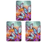 Lot de 3 désodorisants carrés pour voiture - Motif fleurs et papillons colorés - Pour homme et femme