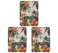 Lot de 3 désodorisants carrés pour voiture Motif floral tropical à suspendre pour homme et femme