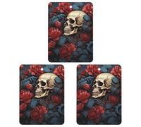 Lot de 3 désodorisants carrés pour voiture - Motif tête de mort - Pour homme et femme