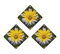 Lot de 3 désodorisants de voiture à motif de fleurs jaunes et grises à suspendre, cartes parfumées longue durée pour voiture, maison, bureau, style noir