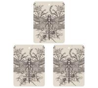 Lot de 3 désodorisants de voiture à motif floral et libellule dessinés à la main - Cartes parfumées - Parfum thé mignon - Désodorisant pour voiture - Longue durée - Pour homme et femme - Désodorisant
