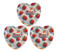 Lot de 3 désodorisants de voiture à motif vache blanche et fraise, cartes parfumées durables pour voiture, maison, bureau, style noir