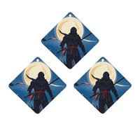 Lot de 3 désodorisants de voiture à suspendre au clair de lune - Style ninja - Style aquarelle - Longue durée - Pour voiture, maison, bureau - Style noir