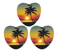 Lot de 3 désodorisants de voiture à suspendre au coucher de soleil et palmier - Cartes parfumées - Parfum thé mignon - Désodorisant de voiture - Parfum de voiture - Pour homme et femme - Avec cordon