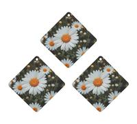 Lot de 3 désodorisants de voiture à suspendre avec motif marguerite bohémienne - Cartes parfumées durables pour voiture, maison, bureau - Style blanc