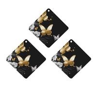 Lot de 3 désodorisants de voiture à suspendre - Feuilles d'encens parfumées pour voiture, maison, décoration intérieure - Papillons blancs dorés et noirs