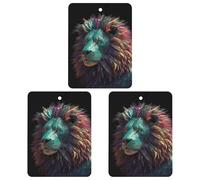 Lot de 3 désodorisants de voiture à suspendre - Feuilles d'encens parfumées pour voiture, maison, décoration intérieure - Art abstrait 3D lion