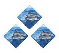Lot de 3 désodorisants de voiture à suspendre - Feuilles d'encens parfumées pour voiture, maison, décoration intérieure - Famille de dauphins