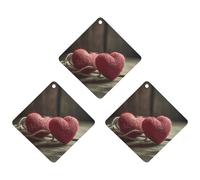 Lot de 3 désodorisants de voiture à suspendre - Feuilles d'encens parfumées pour voiture, maison, décoration intérieure - Deux cœurs crochetés