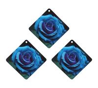 Lot de 3 désodorisants de voiture à suspendre - Feuilles d'encens parfumées pour voiture, maison, décoration intérieure - Rose bleue romantique
