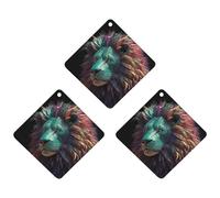 Lot de 3 désodorisants de voiture à suspendre - Feuilles d'encens parfumées pour voiture, maison, décoration intérieure - Art abstrait 3D lion