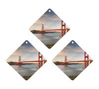 Lot de 3 désodorisants de voiture à suspendre - Feuilles d'encens parfumées pour voiture, maison, décoration intérieure - Golden Gate Bridge