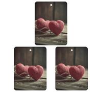Lot de 3 désodorisants de voiture à suspendre - Feuilles d'encens parfumées pour voiture, maison, décoration intérieure - Deux cœurs crochetés
